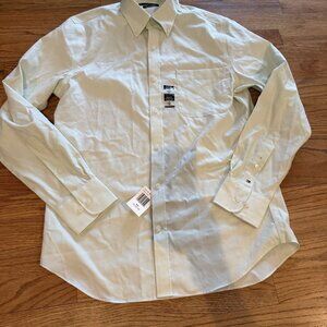 TOMMY HILFIGER THE FLEX MENS PINPOINT SLIM FIT STRETCH MINT GREEN BUTTON SHIRT N